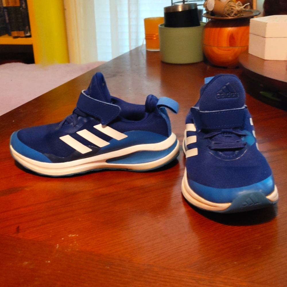 Kids size Blue and white Adidas shoes
